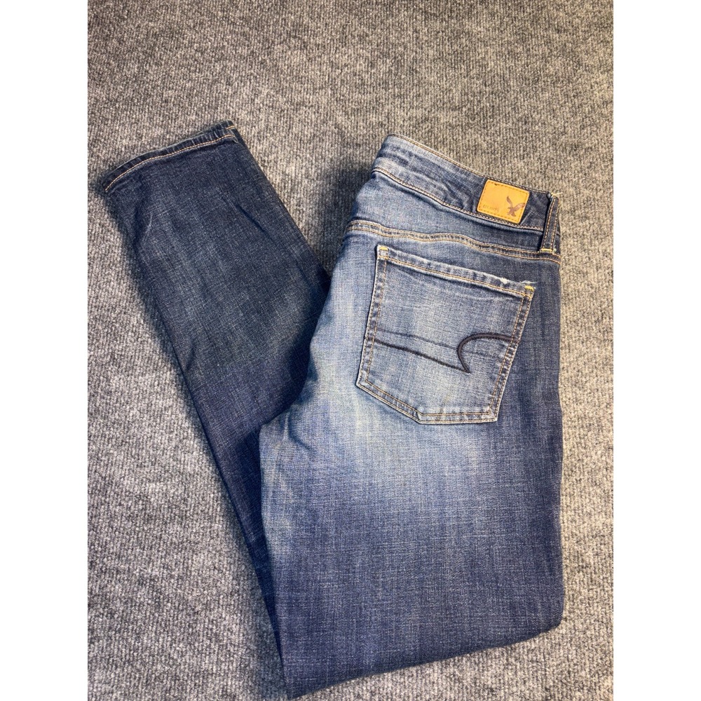 American Eagle Outfitters Jegging Jeans Women 12 Blue Denim Super Stretch Casual